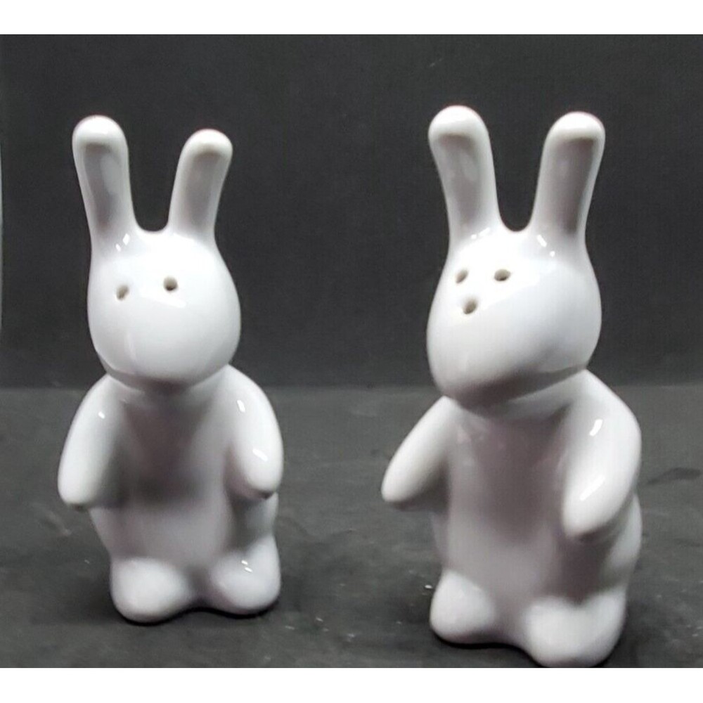 White Bunny Rabbit Salt and Pepper Shakers for Easter